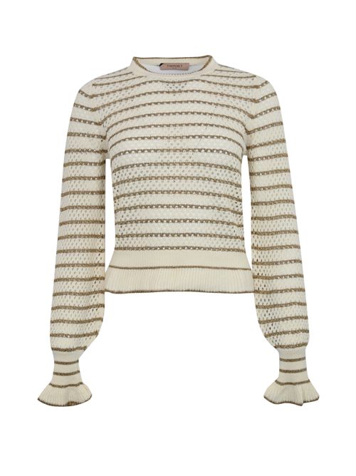 Maglia a rete con righe in cotone e viscosa lurex TWINSET | 252TP353212804