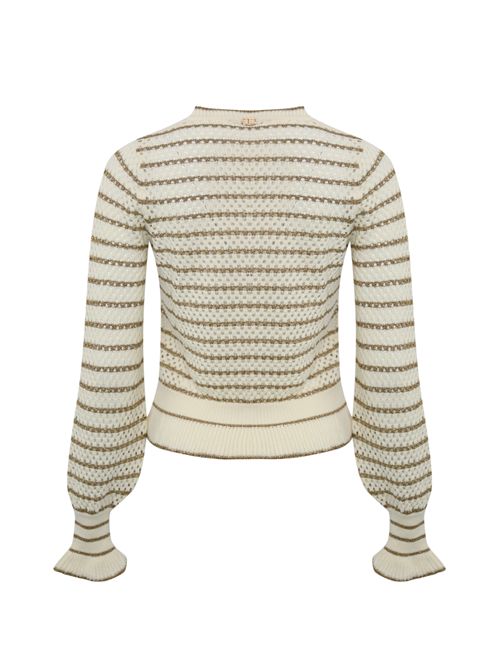 Maglia a rete con righe in cotone e viscosa lurex TWINSET | 252TP353212804