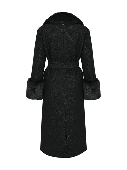 Cappotto lungo in panno misto lana con faux fur TWINSET | 252TT204012892