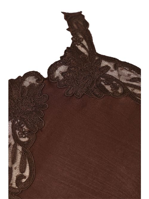 Abito lungo halter in raso di viscosa con ricamo TWINSET | 252TT224011054