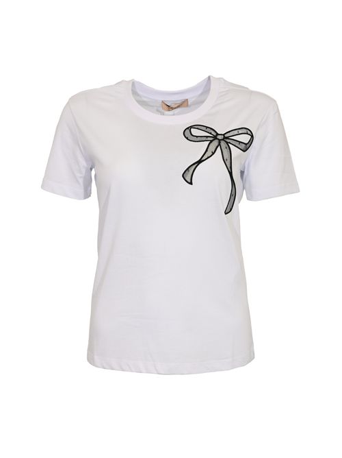 T-shirt in cotone con fiocco TWINSET | 252TT231201870