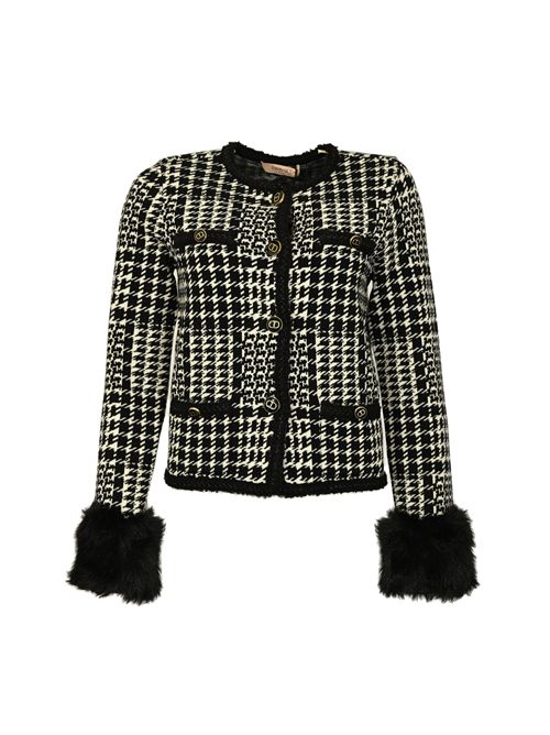Giacca in maglia check di misto lana con faux fur TWINSET | 252TT304012907