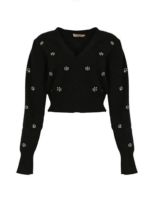 Cardigan in misto angora con ricamo Nero TWINSET | 252TT318000006