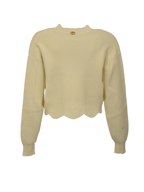 Maglia cropped in misto lana con smerli TWINSET | 252TT321000282