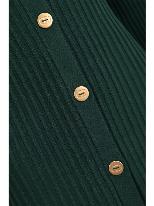 Abito cardigan lungo in misto lana e viscosa a costine Deep Forest TWINSET | 252TT340005247