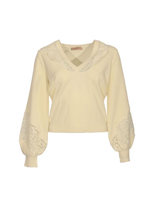 Maglia con intarsi ricamati in misto lana TWINSET | 252TT344000282