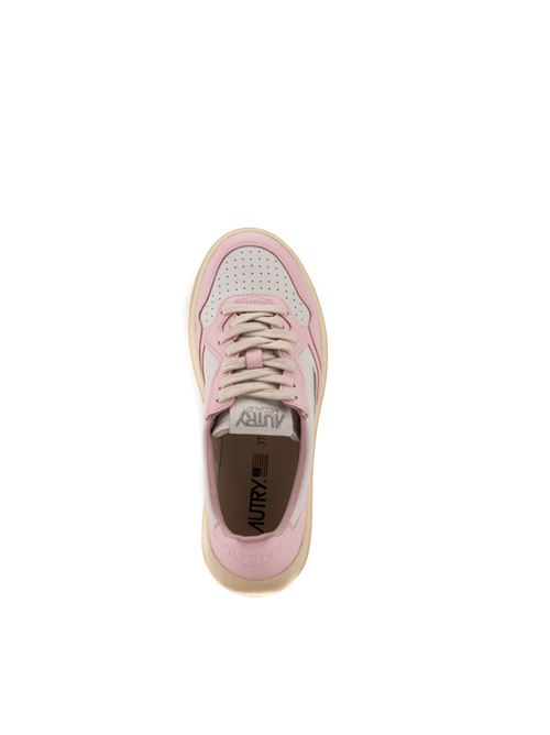 Sneakers Autry Medialist Low in pelle bicolor Bianco/Rosa AUTRY | AULWWB37