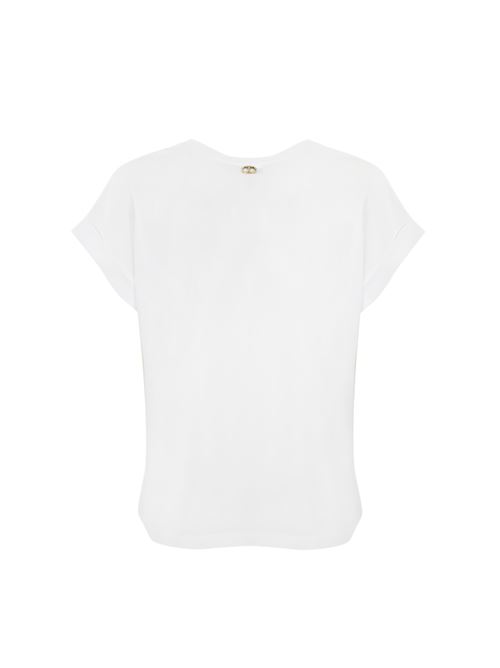 T-shirt bianca in cotone con logo animalier TWINSET | 241TT214200001