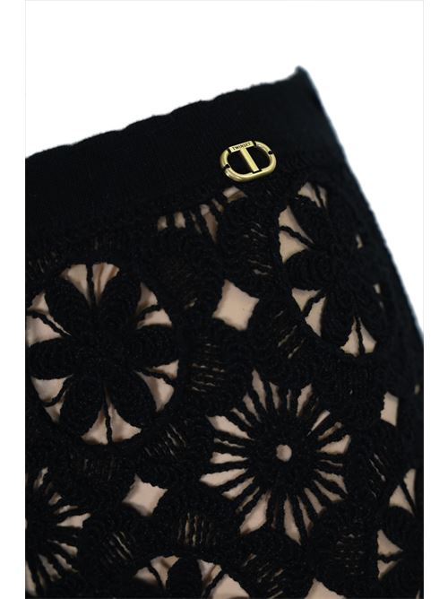 Pantalone in maglia crochet nero TWINSET | 241TT323200006