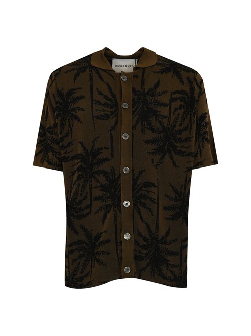 Polo-camicia in maglia di viscosa Marrone/Nero AMARANTO | B9D0015D402