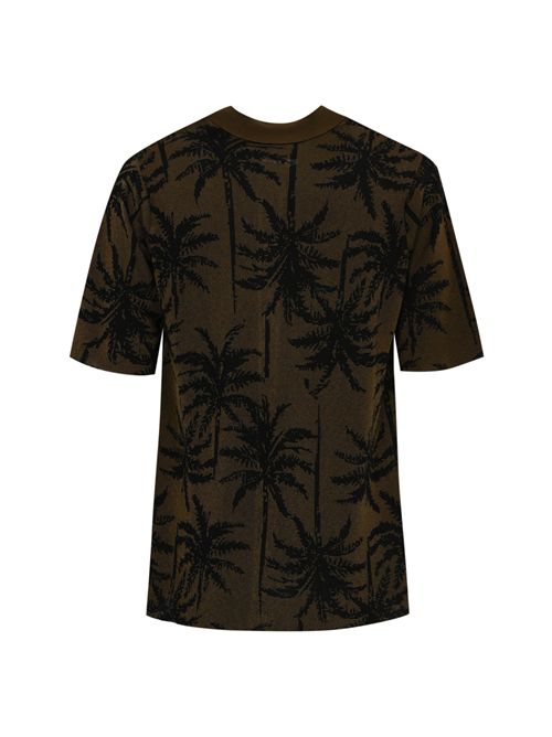 Polo-camicia in maglia di viscosa Marrone/Nero AMARANTO | B9D0015D402