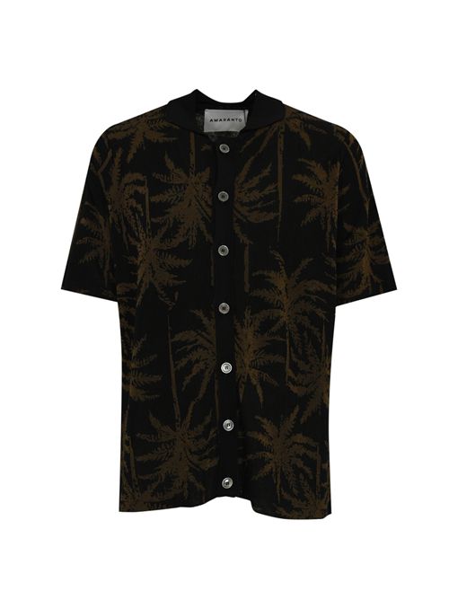 Polo-camicia in maglia di viscosa Nero/Marrone AMARANTO | B9D0015D420