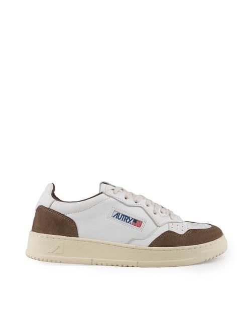 Sneakers Autry Medalist Low in pelle di capra e suede Bianco/Sigaro AUTRY | AULMGS34