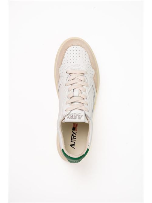 Sneakers Medalist Low in pelle e suede Bianco/Verde AUTRY | AULMLS23