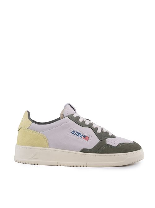 Sneakers Autry Medalist Low Tricolor in suede Schio Green e Lemon AUTRY | AULMTS05