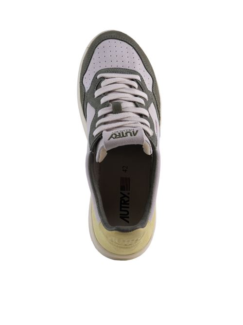 Sneakers Autry Medalist Low Tricolor in suede Schio Green e Lemon AUTRY | AULMTS05