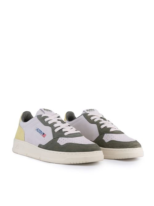 Sneakers Autry Medalist Low Tricolor in suede Schio Green e Lemon AUTRY | AULMTS05