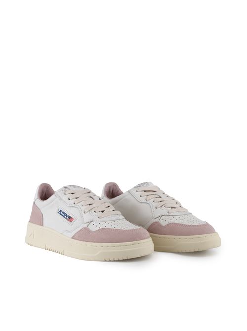 Sneakers Autry Medalist Low in pelle di capra e suede Bianco e Powder AUTRY | AULWGS36