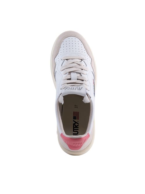 Sneakers Autry Medalist Low in pelle e suede Bianco e Tea Rose AUTRY | AULWLS78