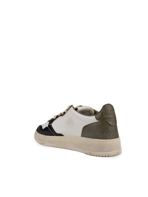 Sneakers Autry Medalist Low Super vintage in pelle Bianco, Covert Green e Nero AUTRY | AVLMSV46