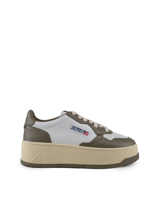 Sneakers Autry Medalist Platform in pelle Bianco/Verde militare AUTRY | PTLWWB54