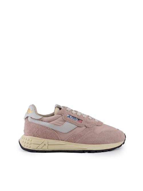 Sneakers Reelwind Low in nylon e suede Bianco e Powder Pink AUTRY | WWLWNC18