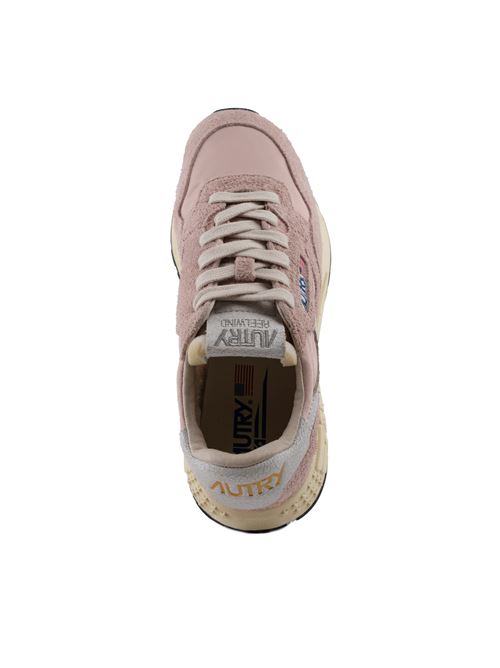 Sneakers Reelwind Low in nylon e suede Bianco e Powder Pink AUTRY | WWLWNC18