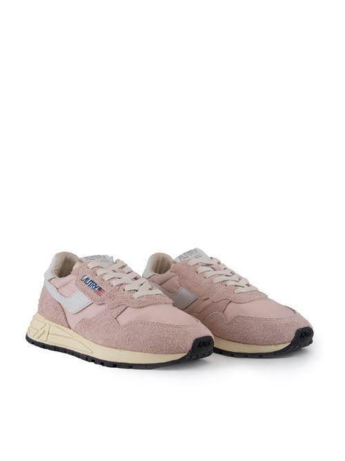 Sneakers Reelwind Low in nylon e suede Bianco e Powder Pink AUTRY | WWLWNC18