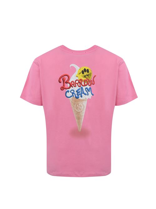 T-shirt in cotone con stampa Barrow Cream Prism Pink Barrow | S5BWUATH161BW036