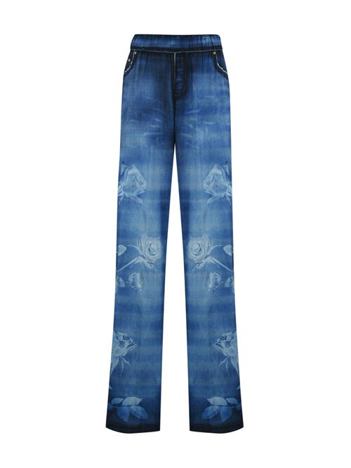 Pantalone palazzo in raso effetto denim BLUGIRL | RA5073T3836M9234