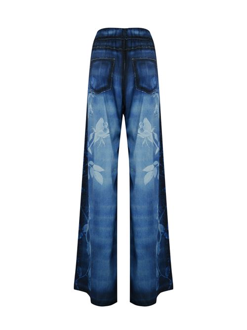 Pantalone palazzo in raso effetto denim BLUGIRL | RA5073T3836M9234