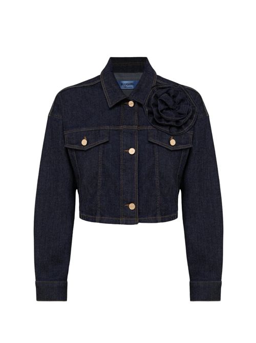 Giacca in denim con spilla floreale a rosa BLUGIRL | RA5132D499277951