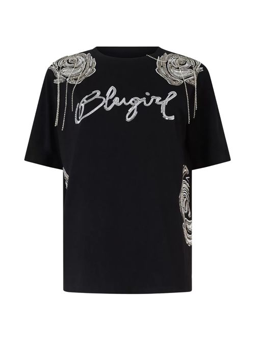 T-shirt con logo e rose paillettes BLUGIRL | RA5165J772022222