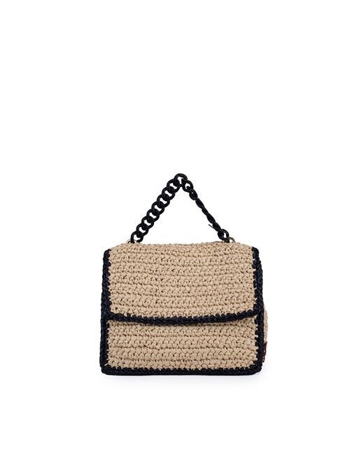 Borsa Cometa in rafia Natural/Black CHICA | COMETAV2