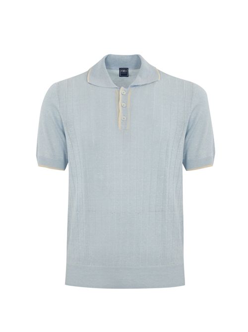 Polo in maglia di lino e cotone Azzurro FEDELI | 8UE0582212