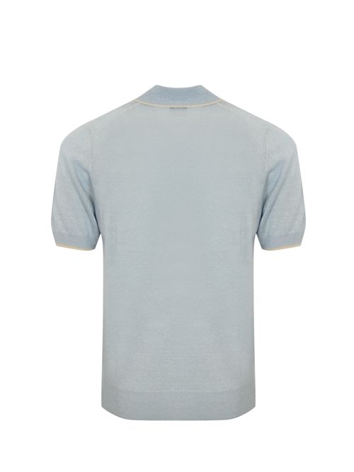 Polo in maglia di lino e cotone Azzurro FEDELI | 8UE0582212