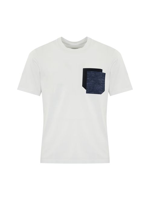 T-shirt in cotone con taschino denim White PMDS | S25TS2520010