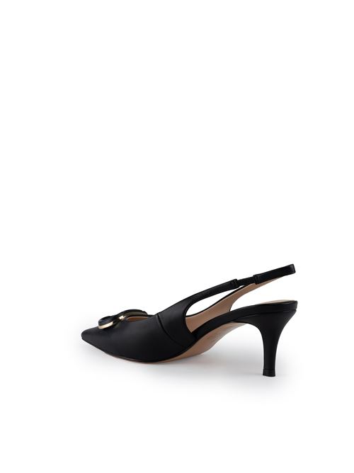 Decollete' sling back in pelle nero con logo Oval-T TWINSET | 251TCP06200006