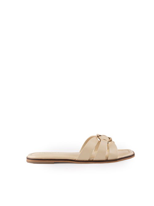 Sandali slide Oval-T in pelle Ginger TWINSET | 251TGT09011640