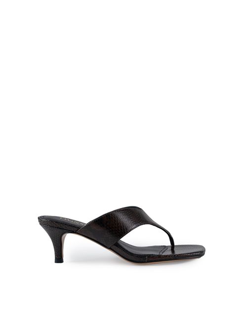 Sandali mules infradito in pelle Pitone Chocolate TWINSET | 251TGT17212383