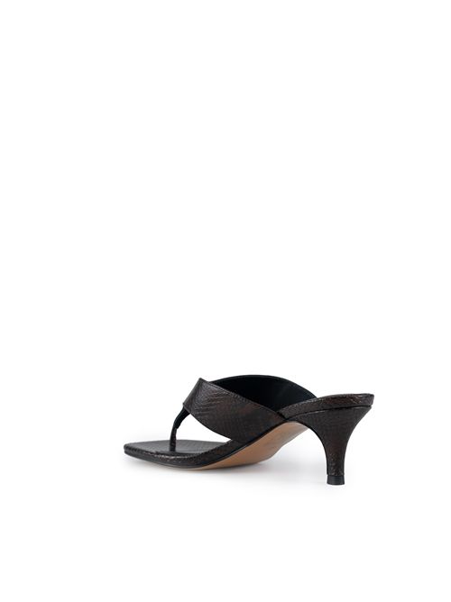 Sandali mules infradito in pelle Pitone Chocolate TWINSET | 251TGT17212383