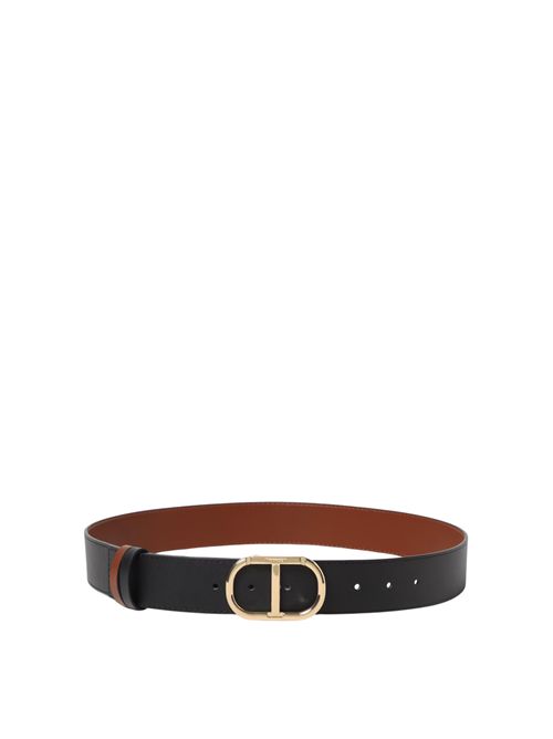 Cintura reversibile in pelle Nero/Cioccolato TWINSET | 251TO505012406