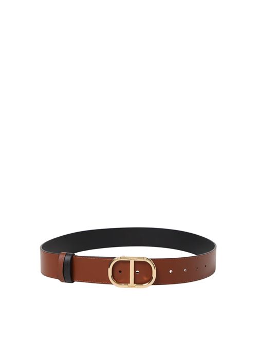 Cintura reversibile in pelle Nero/Cioccolato TWINSET | 251TO505012406