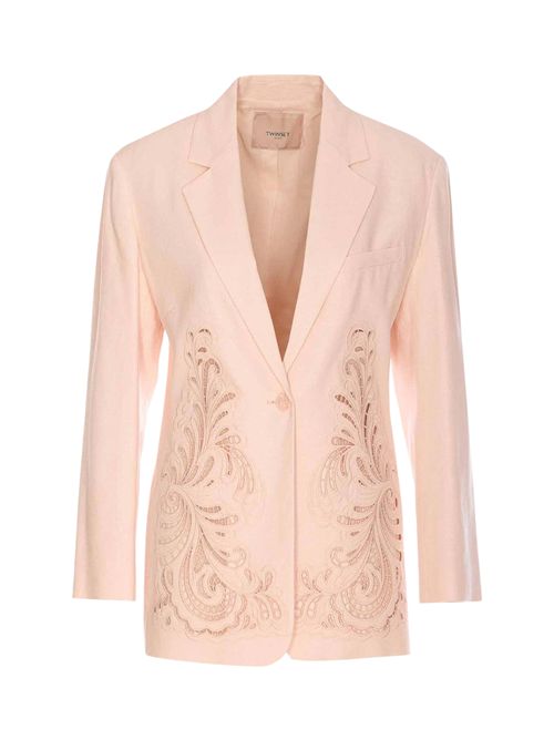 Giacca con ricamo in misto lino Cupcake pink TWINSET | 251TP216000178