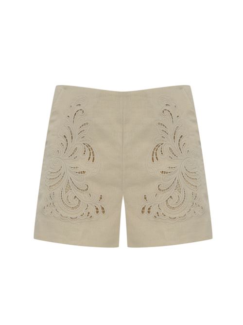 Shorts in misto lino con ricamo Madreperla TWINSET | 251TP216200059