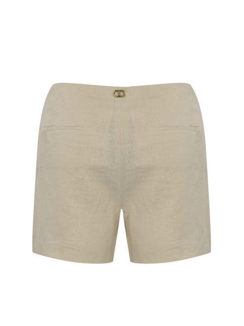 Shorts in misto lino con ricamo Madreperla TWINSET | 251TP216200059