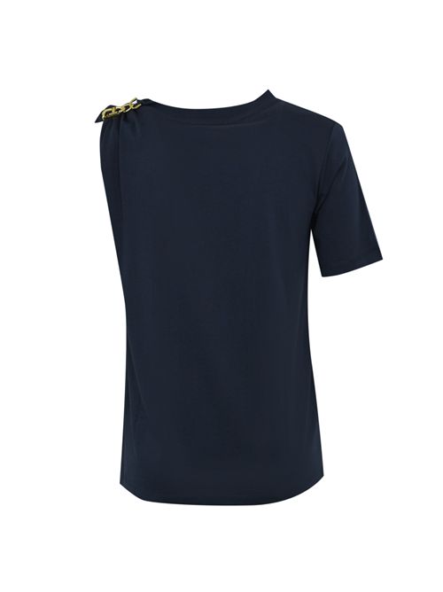 T-shirt in cotone con catena Oval-T Blue Night TWINSET | 251TP264000238