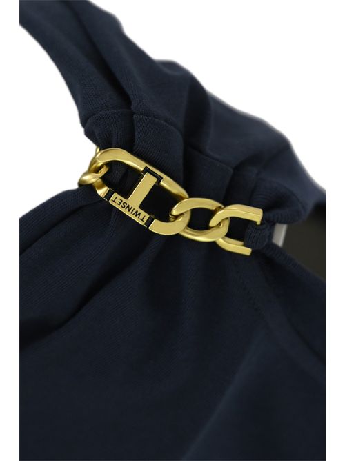 T-shirt in cotone con catena Oval-T Blue Night TWINSET | 251TP264000238