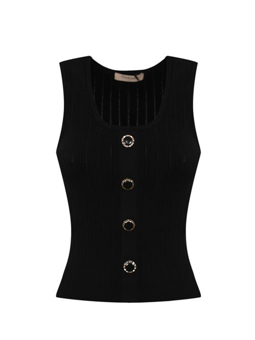 Top in maglia nero con bottoni decor TWINSET | 251TP349200006