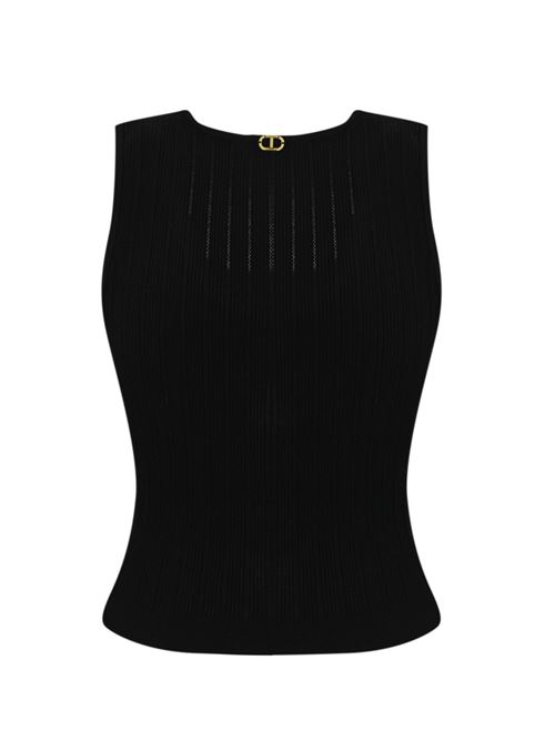 Top in maglia nero con bottoni decor TWINSET | 251TP349200006